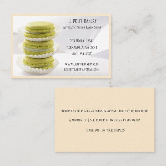 Champagner Bäckerei Bäckerei Konditorei Koch Green Visitenkarte (Vorne/Hinten)