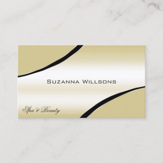 Champagner Beige geschliffene Dekorlinien mit QR-C Visitenkarte (Vorderseite)