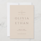 Champagner-Beige Moderne Editoriale Hochzeit Save The Date (Vorderseite)