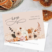 Champagner Beige & Orange Rustic Floral w Meetings RSVP Karte
