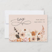 Champagner Beige & Orange Rustic Floral w Meetings RSVP Karte (Vorderseite)