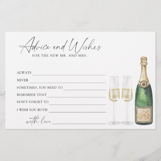 Champagner - Beratung und Wünsche Brautparty Briefpapier (Vorderseite)