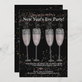 Champagner & Blasen Silvester Party Einladung (Vorne/Hinten)