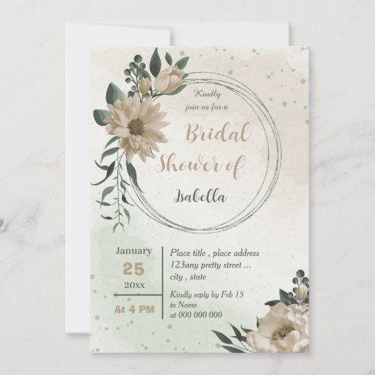 Champagner-Blume Brautparty Einladung (Vorderseite)