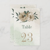 Champagner Blume Grünpflanzen botanische Tischnumm Einladung (Vorne/Hinten)