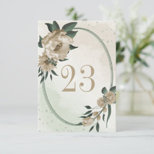 Champagner Blumen Grünzeug geometrische Tischnumme Einladung