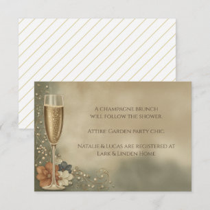 Champagner-Blumen-Hochzeitsdusche für Paare Begleitkarte