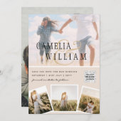 Champagner Blush FOTO Wedding Einladung QR Code (Vorne/Hinten)