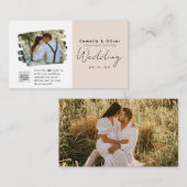 Champagner Blush FOTO Wedding Einladung QR Code (Vorne/Hinten)