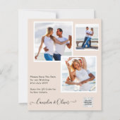 Champagner Blush FOTO Wedding Einladung QR Code (Vorderseite)