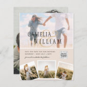 Champagner Blush FOTO Wedding Einladung QR Code (Vorne/Hinten)