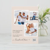 Champagner Blush FOTO Wedding Einladung QR Code (Stehend Vorderseite)