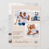 Champagner Blush FOTO Wedding Einladung QR Code (Vorne/Hinten)