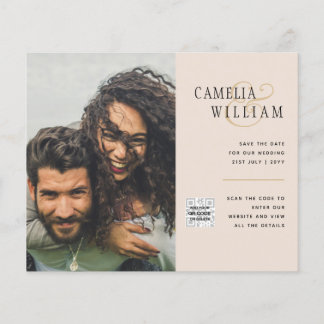 Champagner Blush FOTO Wedding Einladung QR Code Flyer