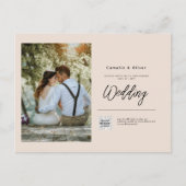 Champagner Blush FOTO Wedding Einladung QR Code Postkarte (Vorderseite)