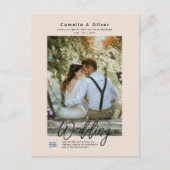 Champagner Blush FOTO Wedding Einladung QR Code Postkarte (Vorderseite)