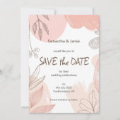 Champagner Blush Pink Hand gezeichnet Blumensaver Save The Date (Vorderseite)