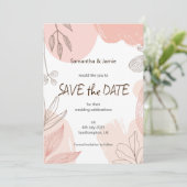 Champagner Blush Pink Hand gezeichnet Blumensaver Save The Date (Stehend Vorderseite)