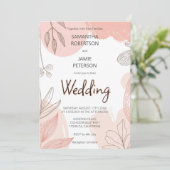 Champagner Blush Pink - Hand gezeichnete Blumenzan Einladung (Stehend Vorderseite)