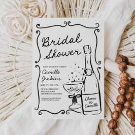 Champagner Brautparty Handgezeichnete Einladung