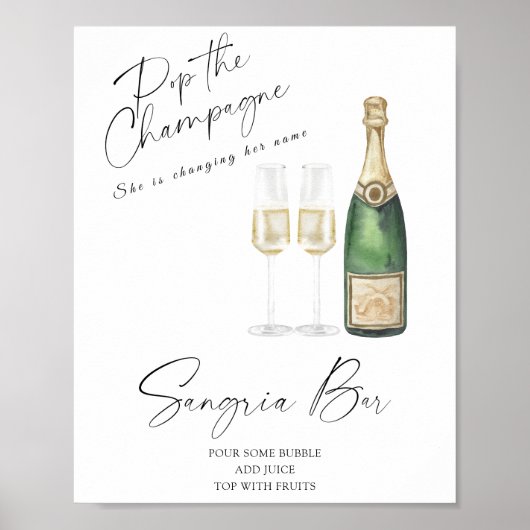Champagner-Brautparty - Sangria Bar Poster (Vorne)
