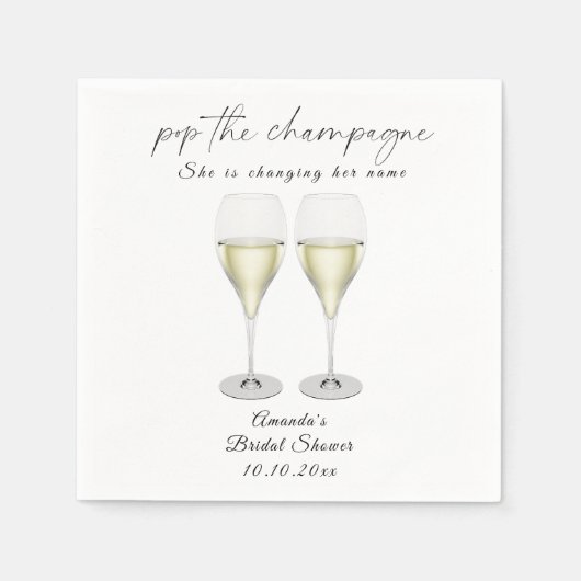 Champagner Bridal Shower Serviette (Vorderseite)