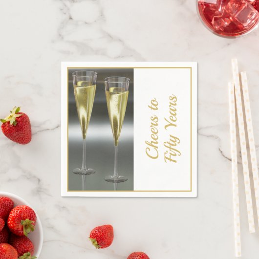 Champagner Brille 50. Hochzeitliches Party Serviette (Beispiel)