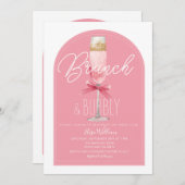 Champagner-Brunch & Bubbly Brautparty Einladung (Vorne/Hinten)