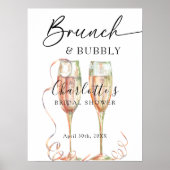 Champagner Brunch & Bubbly Brautparty Willkommen Poster (Vorne)