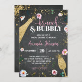 Champagner Brunch & Bubbly Bridal Dusche Einladung (Vorne/Hinten)