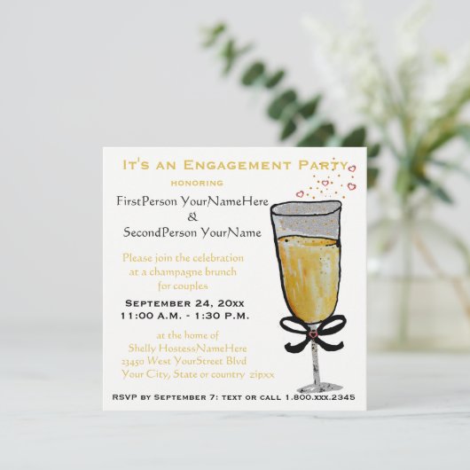 Champagner-Brunch Einladung (Stehend Vorderseite)