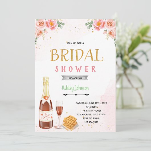 Champagner-Brunch Einladung (Stehend Vorderseite)