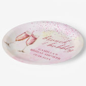 Champagner-Brunch und Brautparty in Rosa Pappteller (Schrägansicht)