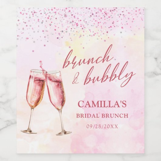 Champagner-Brunch und Brautparty in Rosa Weinetikett (Einzelnes Label)