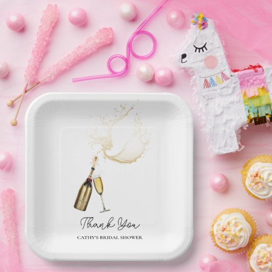 Champagner Brunch und Bubbly Brautparty 9"Square Pappteller (Party)