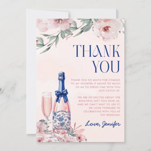 Champagner Brunch und Bubbly Brautparty Dankeskarte (Vorderseite)