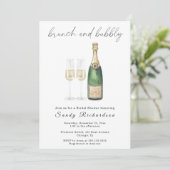 Champagner Brunch und Bubbly Brautparty Einladung (Stehend Vorderseite)