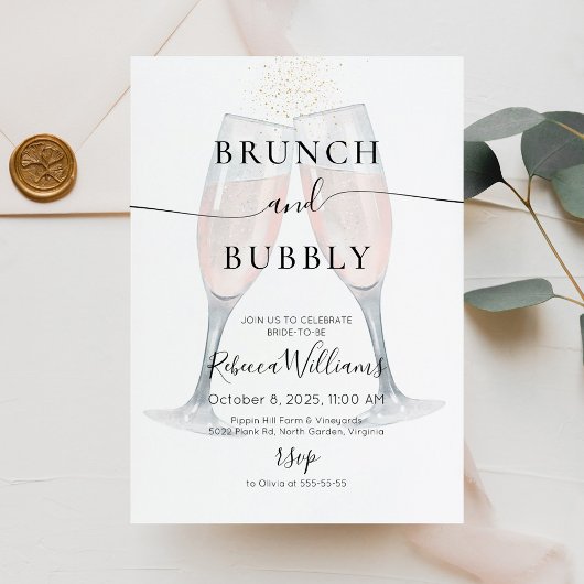 Champagner Brunch und Bubbly Brautparty Einladung