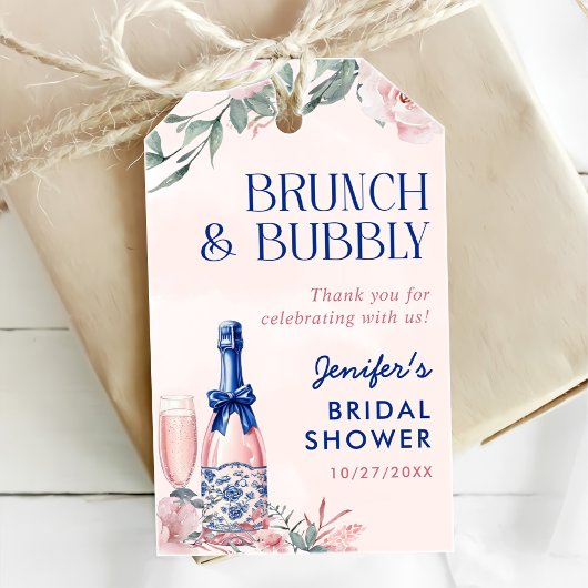 Champagner Brunch und Bubbly Brautparty Geschenkanhänger