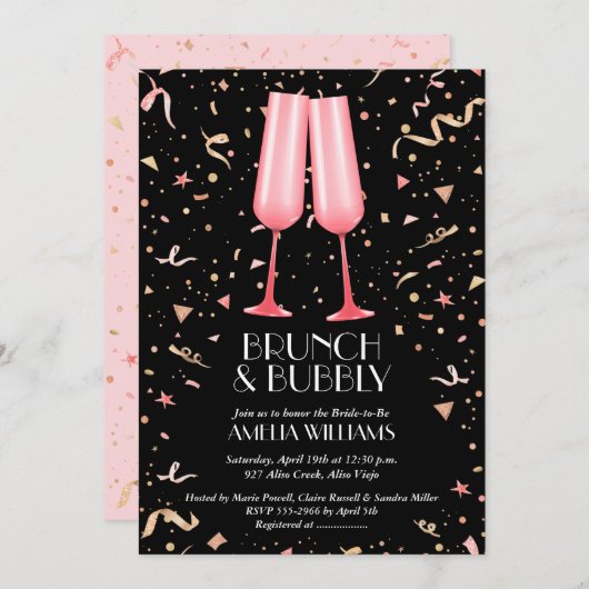 Champagner Brunch und Bubbly Brautparty laden ein (Vorne/Hinten)