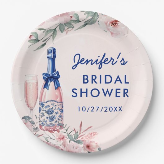 Champagner Brunch und Bubbly Brautparty Pappteller (Vorderseite)
