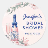 Champagner Brunch und Bubbly Brautparty Runder Aufkleber (Vorderseite)