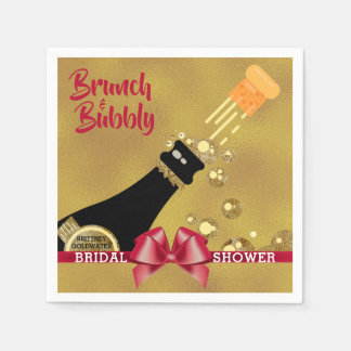 Champagner Brunch und Bubbly Gold Brautparty Serviette