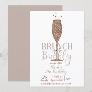 Champagner-Brunch und funkelnde Rose-Gold-Geburtst Einladung