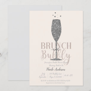 Champagner-Brunch und prickelndes Silber-Brautjung Einladung