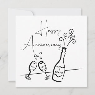 Champagner Celebration Card zum 3. Jubiläum Karte