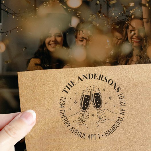 Champagner Celebration Einladung Rücksendeadresse Permastempel