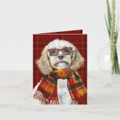 Champagner Cockapoo Hund Wein Kariert Monogrammier Karte (Vorderseite)