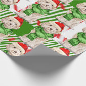 Champagner Cockapoo und Karierter Weihnachtsurlaub Geschenkpapier (Ecke)
