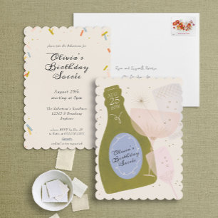 Champagner & Cocktailparty Elegant Illustriert Einladung